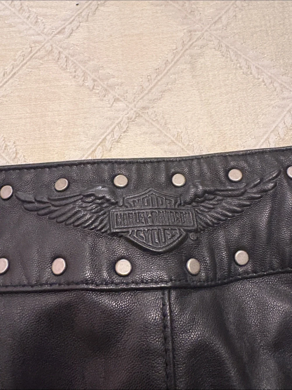 Ladies Vintage Harley Davidson heavy leather riding pants